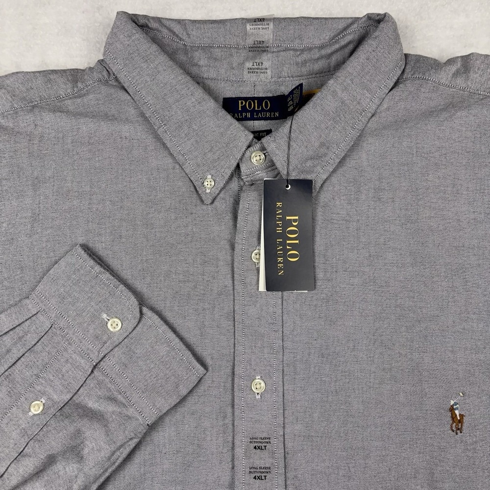 NWT Polo Ralph Lauren Shirt Men's 4XLT Classic Fit Gray Flesh Pony Preppy